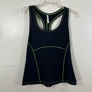 Fabletics Black and Neon Green Workout Tank Large